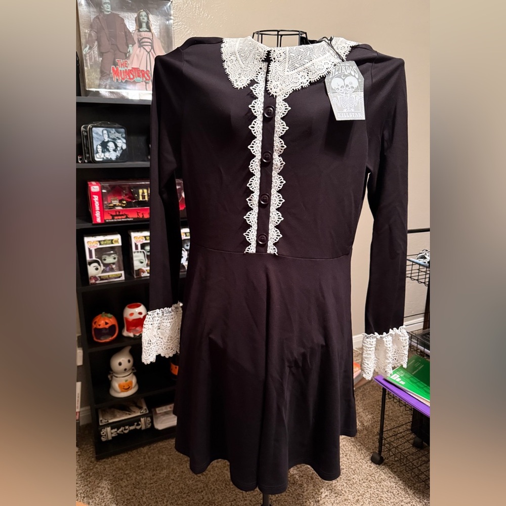 Black Lace Trim Dress